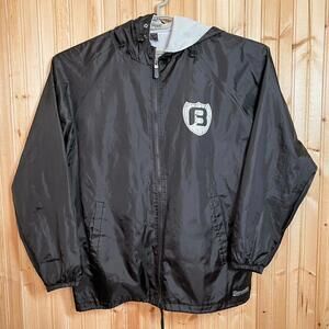 Bassaholics Windbreaker Jacket Full Zip Black Double Sided Music Sz L Distressed